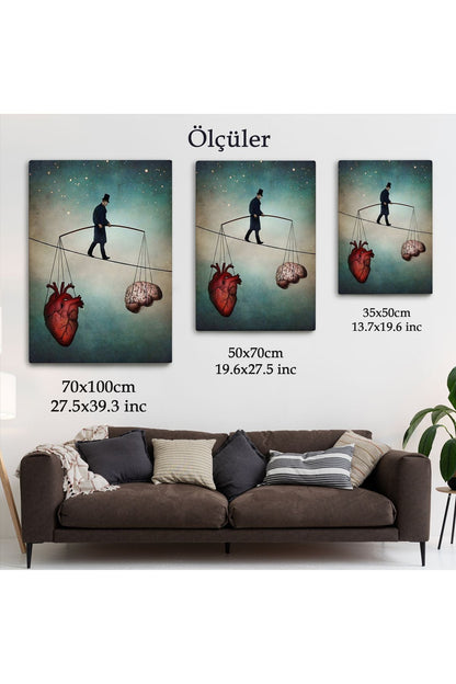 Dekoratif Kanvas Tablo, Duvar Tablosu-Kalp ile Akıl Arasındaki Balans 6363