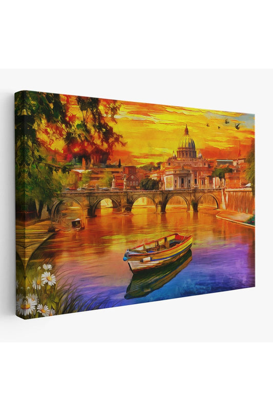 İtalya'daki Aziz Petrus Katedrali ve Tiber Nehri Tablosu-3544