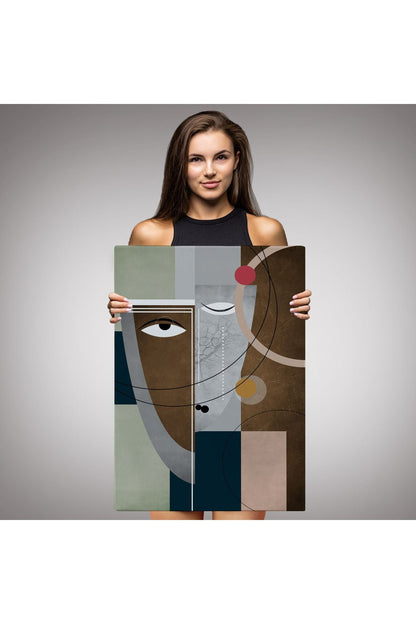 Modern Soyut Geometri El Boyaması Güzel Yüz Kanvas Duvar Tablosu-5112