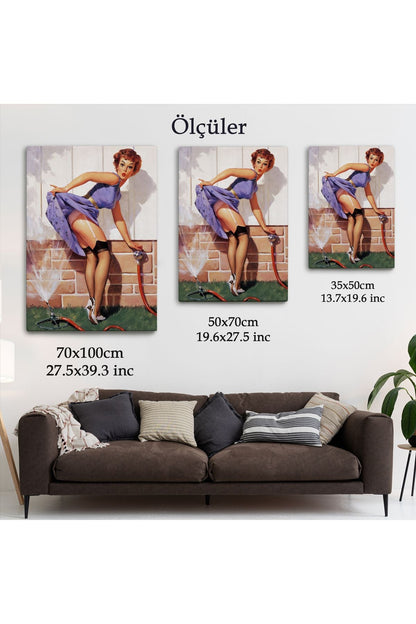 Tshp seri001 Bahçedeki Sexi Kadın Dekoratif Duvar Tablosu-6454