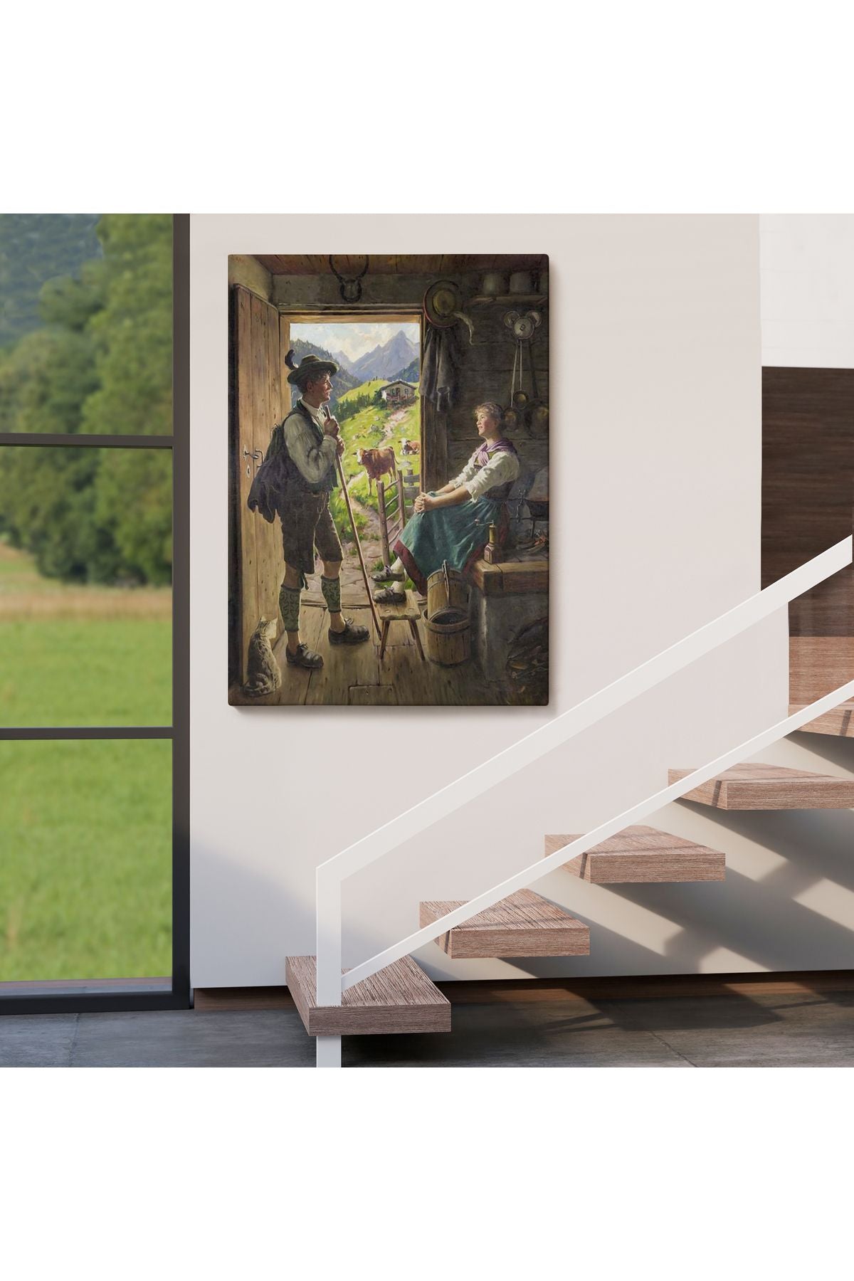 Isviçre Alplerindeki Aşıklar Dekoratif Duvar Tablosu-6164