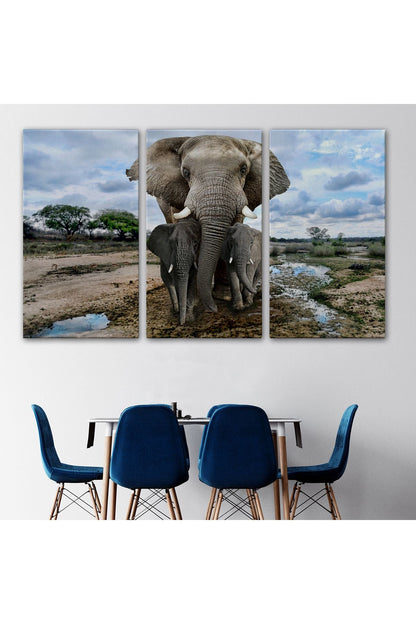 Fil ve Yavruları Dekoratif Kanvas Tablo 1134