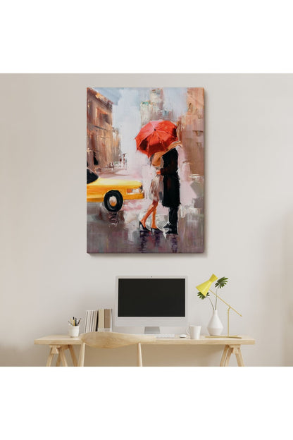 modagos068 Kavuşan Aşıklar Yağlıboya Görünüm Dekoratif Kanvas Duvar Tablosu-5930