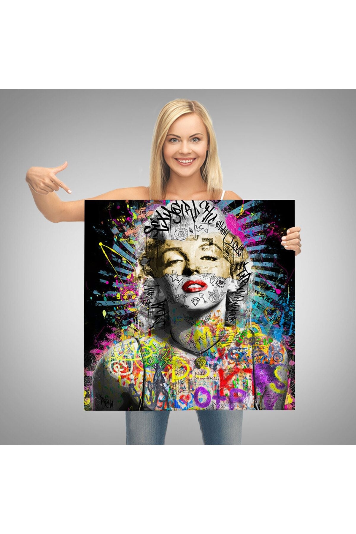 Marilyn Monroe Sokak Sanatı Kanvas Tablo Street Art Graffiti-5893