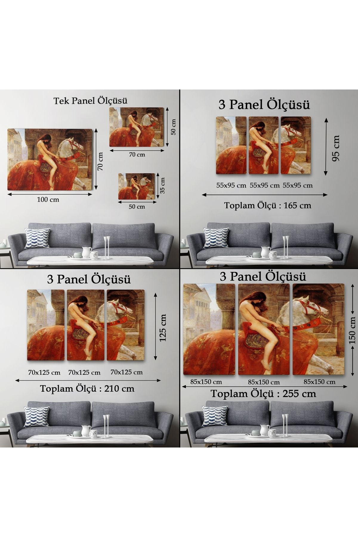 Lady Godiva Tablosu - At Üstünde Çıplak Kadın-6583