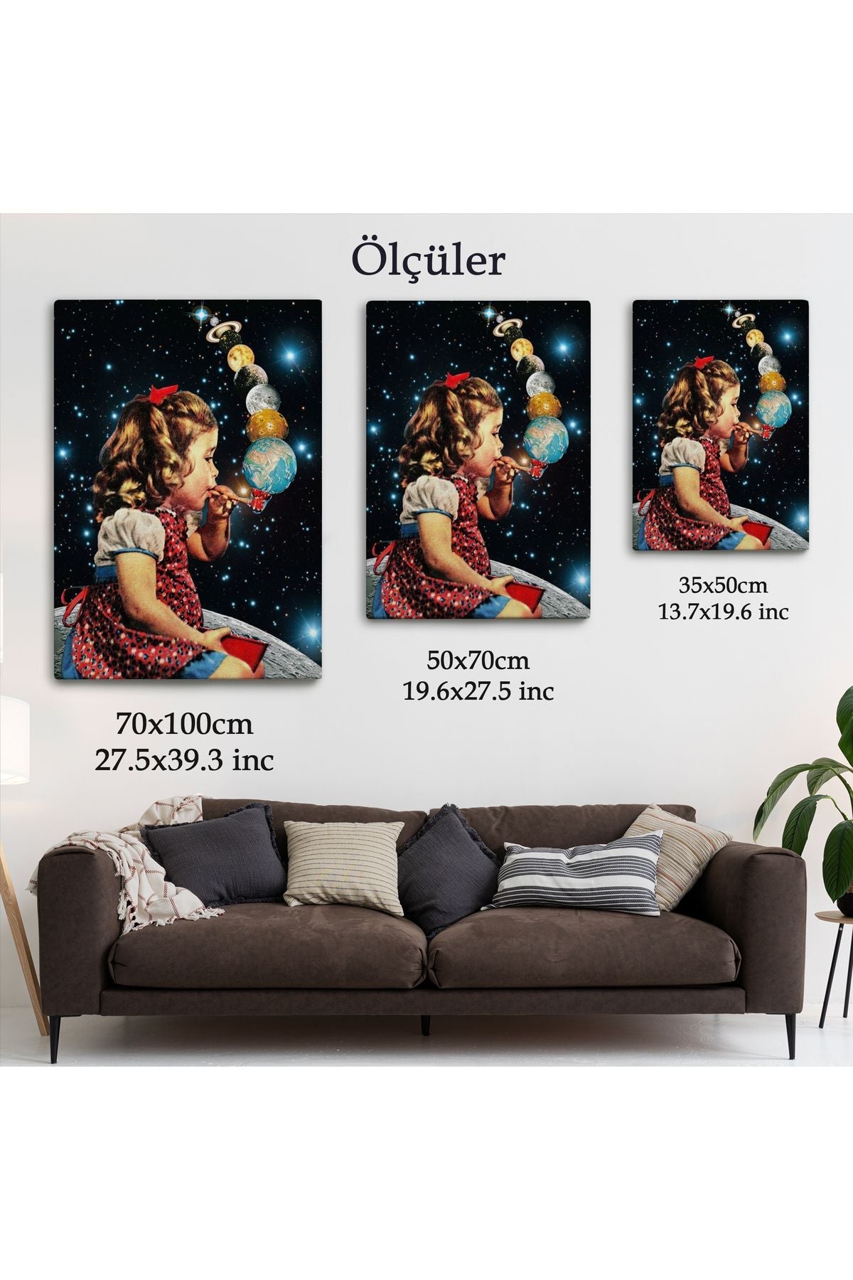 Galaksiler İle Oynayan Kız Çocuğu Tablosu-6042