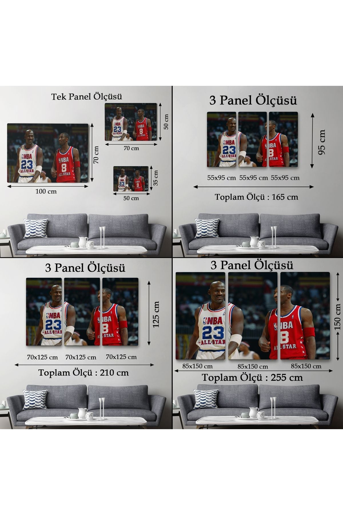 Michael Jordan ve Kobe Bryant Kanvas Tablo-5153