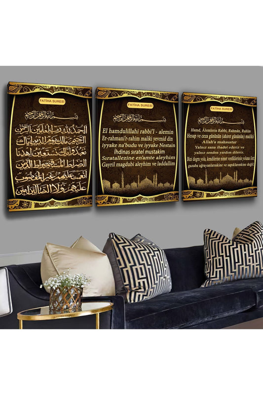 3'Lü Kanvas Fatiha Süresi Dini Tablo