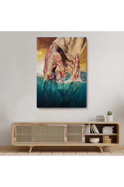 İsa'nın Yardımı Hrıstiyan Hediyesi Dekoratif Duvar Tablosu-6116