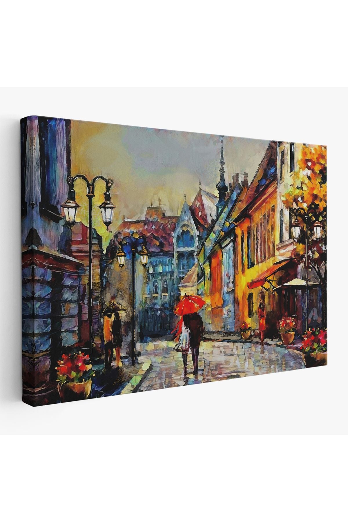 Macaristan Budapeşte Sokak Manzarası Yağlıboya Görünüm Tablo-3547