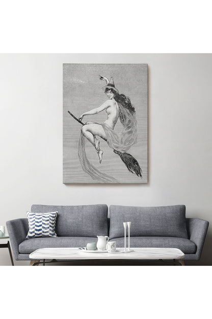 HG Süpürgedeki Cadı, Gotik Sanat Çıplak Cadı Duvar Tablosu-5190