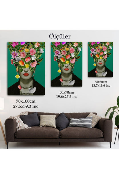 Çiçek Başlı Ünlü Ressam Portresi Kanvas Tablo-5131