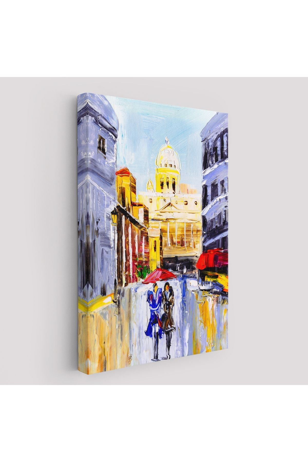 İtalya Şehir Manzarası Yağlıboya Görünüm Dekoratif Kanvas Duvar Tablosu-5933