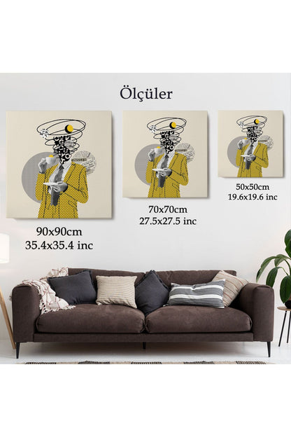 Kahve İçen Çizgi Roman Kahramanı Pop Art Tablo-5801