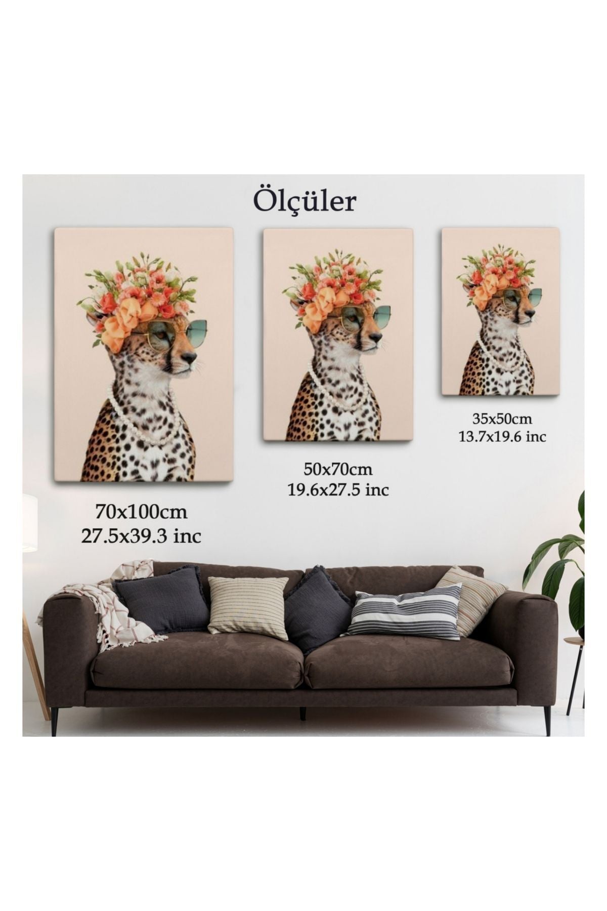 Kanvas Tablo, Duvar Dekoru, Çiçek Taçlı Sosyetik Kokoş Çita 6049 BUNGKNV