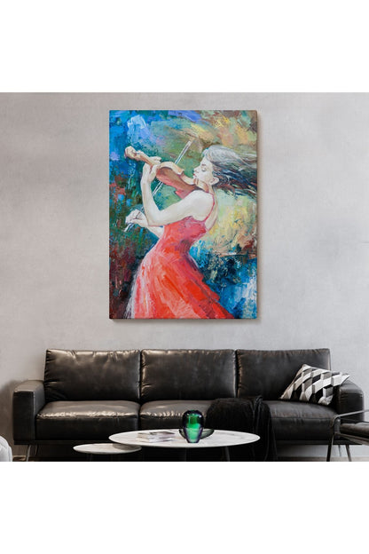 Keman Çalan Müzisyen Kadın Tablosu-5922