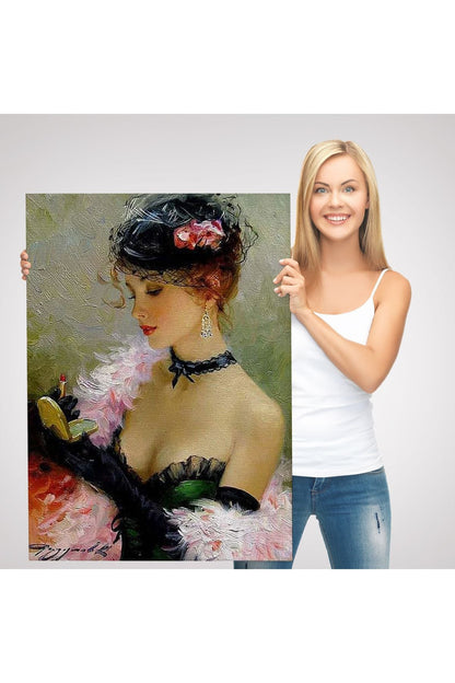 Makyaj Yapan Güzel Kadın Dekoratif Duvar Tablosu -6187