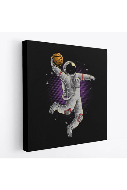 Dekortif BaskıAy'da Basketbol Oynayan Astronot Kanvas Tablo-5068