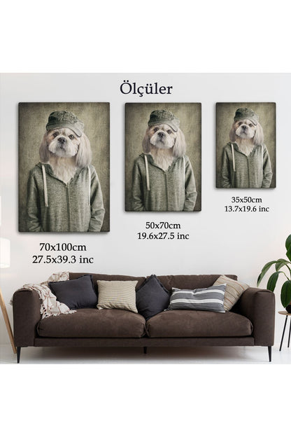 Köpek Kafalı İnsan Kanvas Tablo-4994