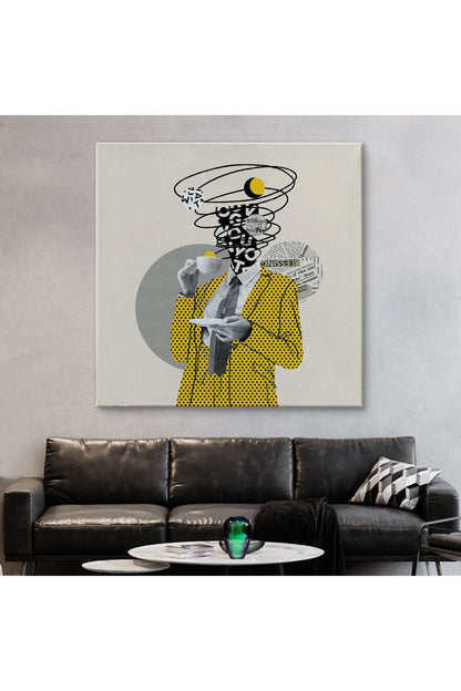 Kahve İçen Çizgi Roman Kahramanı Pop Art Tablo-5801