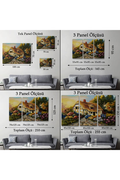 Bahçeli Orman Evi Yağlıboya Dekoratif Kanvas Duvar Tablosu-3447