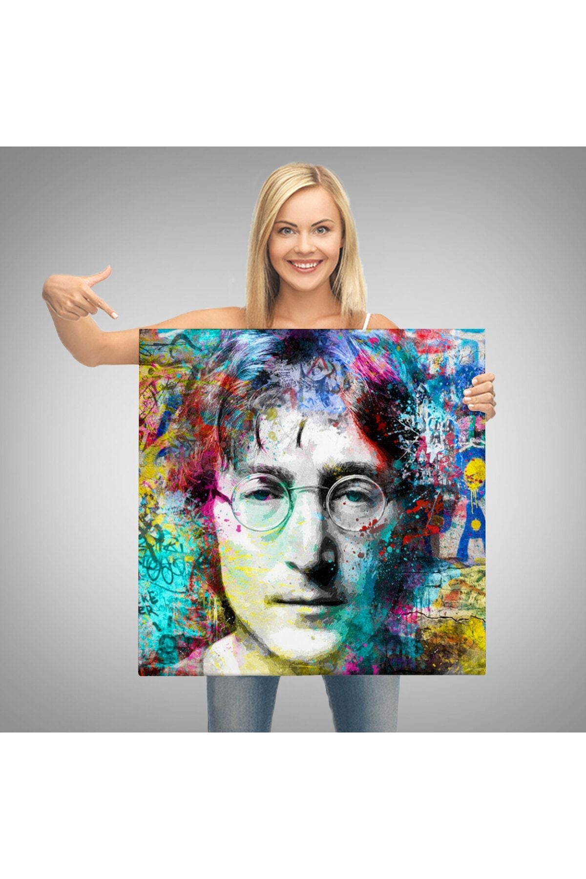 modagos067 John Lennon Sokak Sanatı Kanvas Tablo Street Art-5890