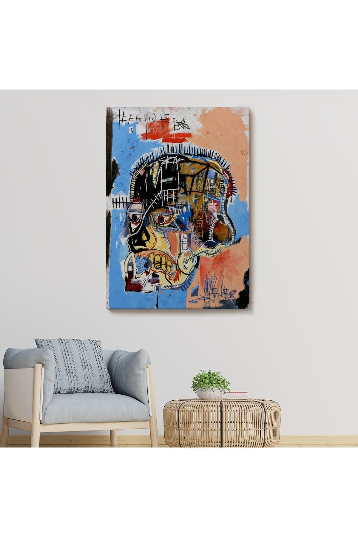 Jean Michel Basquiat,İsimsiz Kafatası 1981 Sergi Tablosu-4978