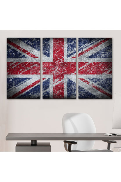 İngiltere Bayrağı Rustik Kanvas Tablo, Ev ve Ofis Dekoru-5392