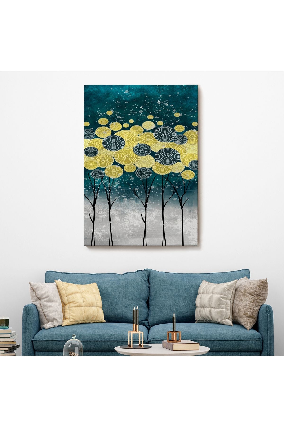 Gece Görünümlü Kanvas Tablo, Altın Renkli Çağdaş Modern Kanvas Tablo-4972