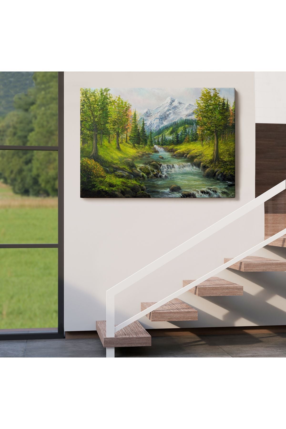 Karlı Dağlar ve İlk bahar Manzarası Duvar Tablosu-3527