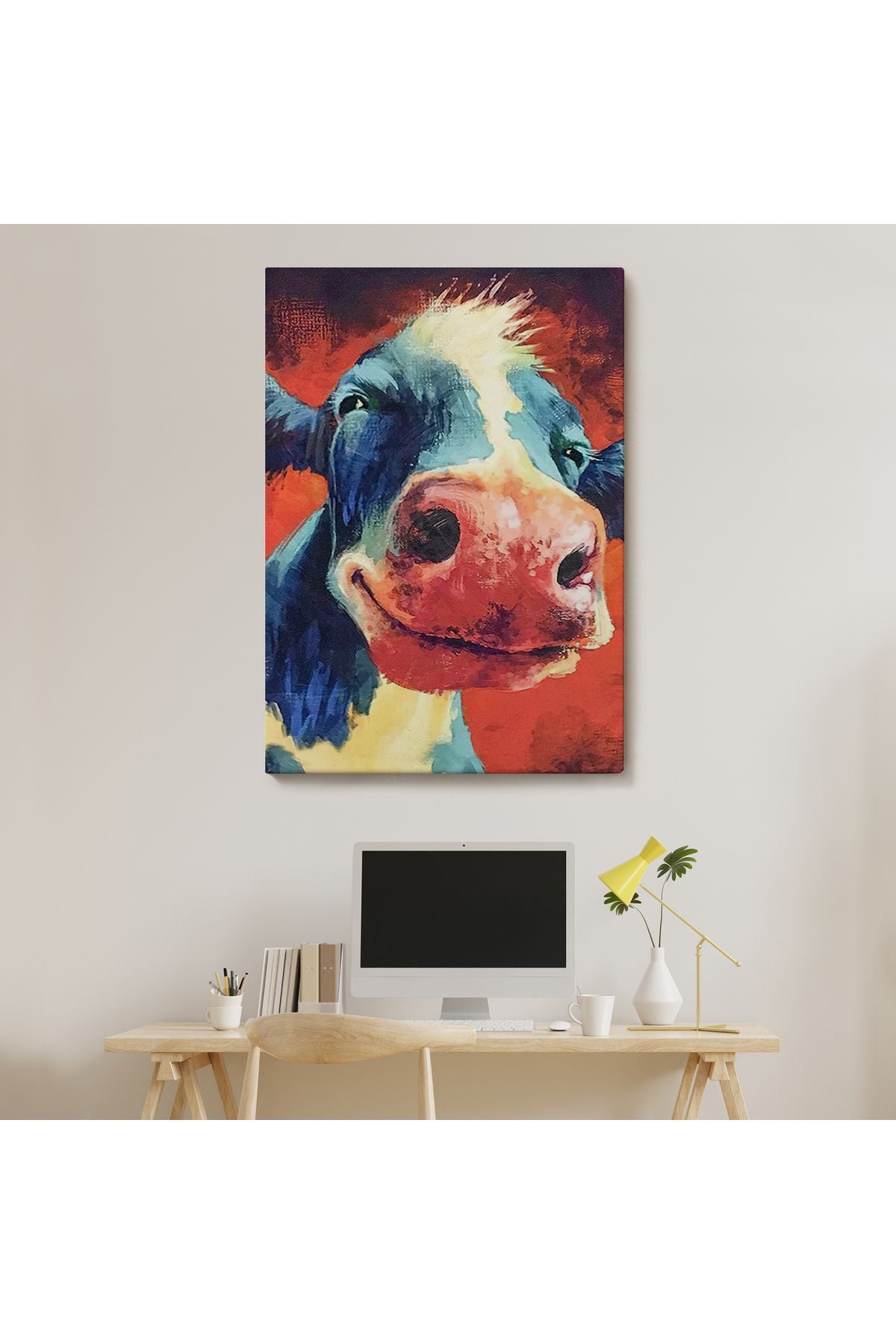 Komik İnek Portre Duvar Tablosu-6087