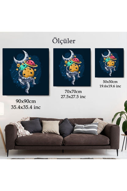 Gezegenleri Kucağında Taşıyan Astronot Kanvas Tablo-5096