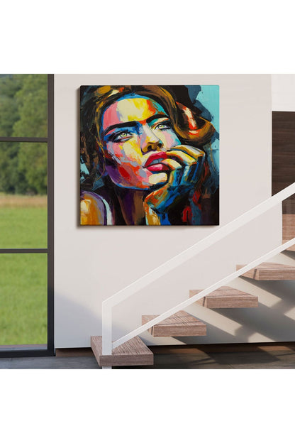 Güzel Kadın Yağlıboya Görünüm Dekoratif Kanvas Duvar Tablosu-5840