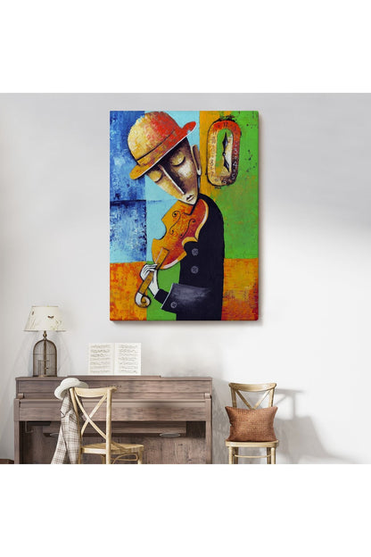 Keman Çalan Müzisyen Sürreal Adam Duvar Tablo-6447