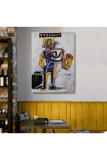 Jean Michel Basquiat Stardust Saksafon Kanvas Tablo, Sokak sanatı, Pop Art-4963
