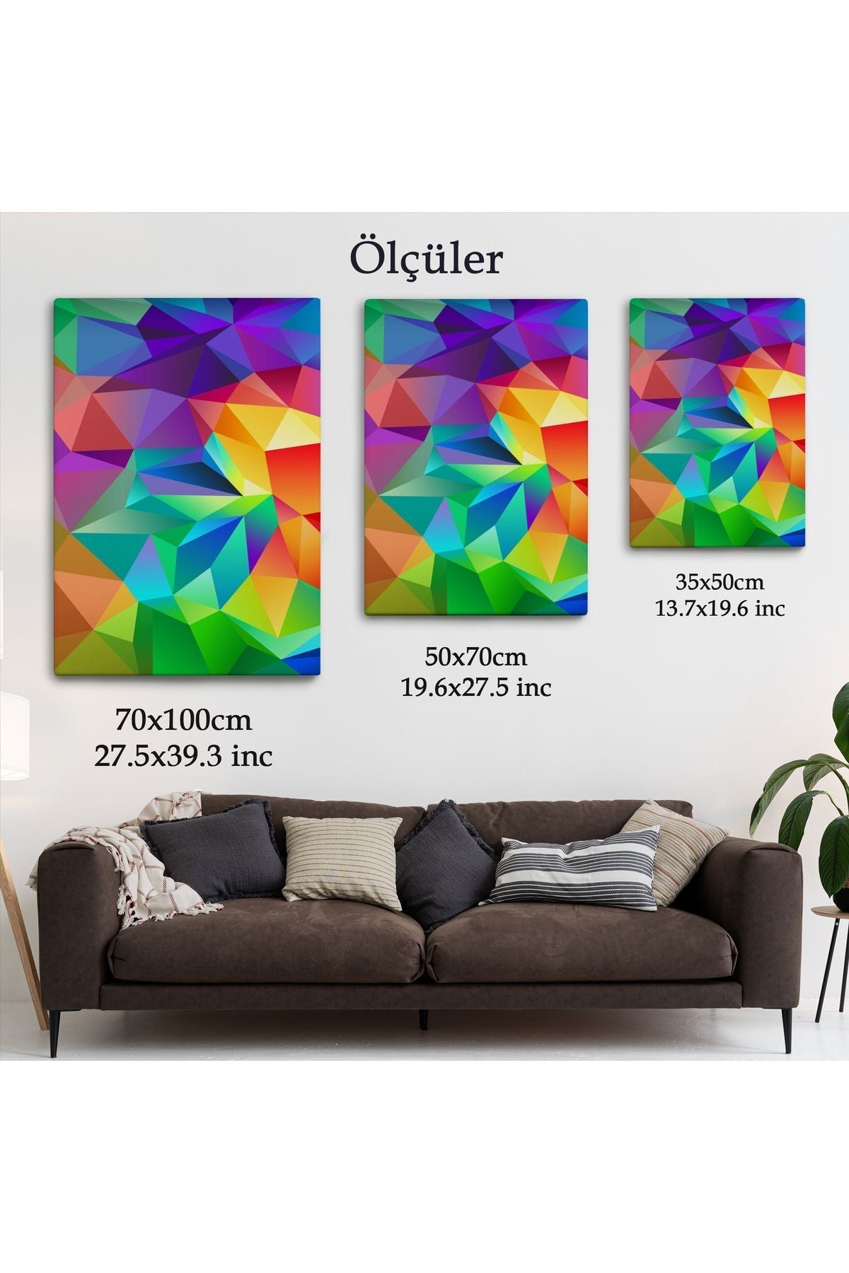 Renkli Geometrik Şekiller Çok Renkli Soyut Kanvas Tablo-5250