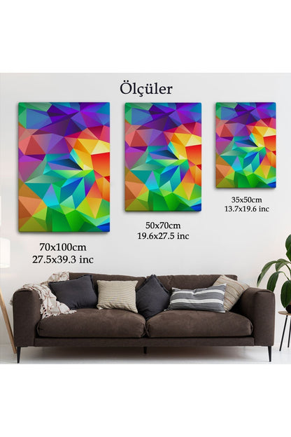 Renkli Geometrik Şekiller Çok Renkli Soyut Kanvas Tablo-5250