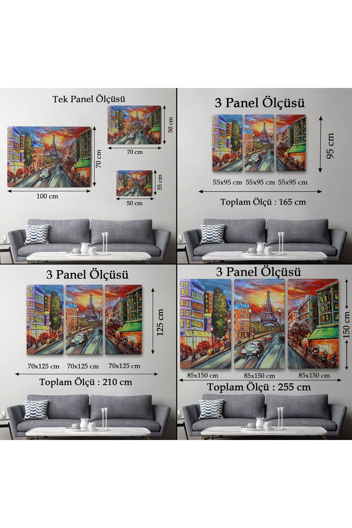 Eyfel Kulesi Manzaralı Yağlıboya Görünüm Dekoratif Kanvas Duvar Tablosu-3726