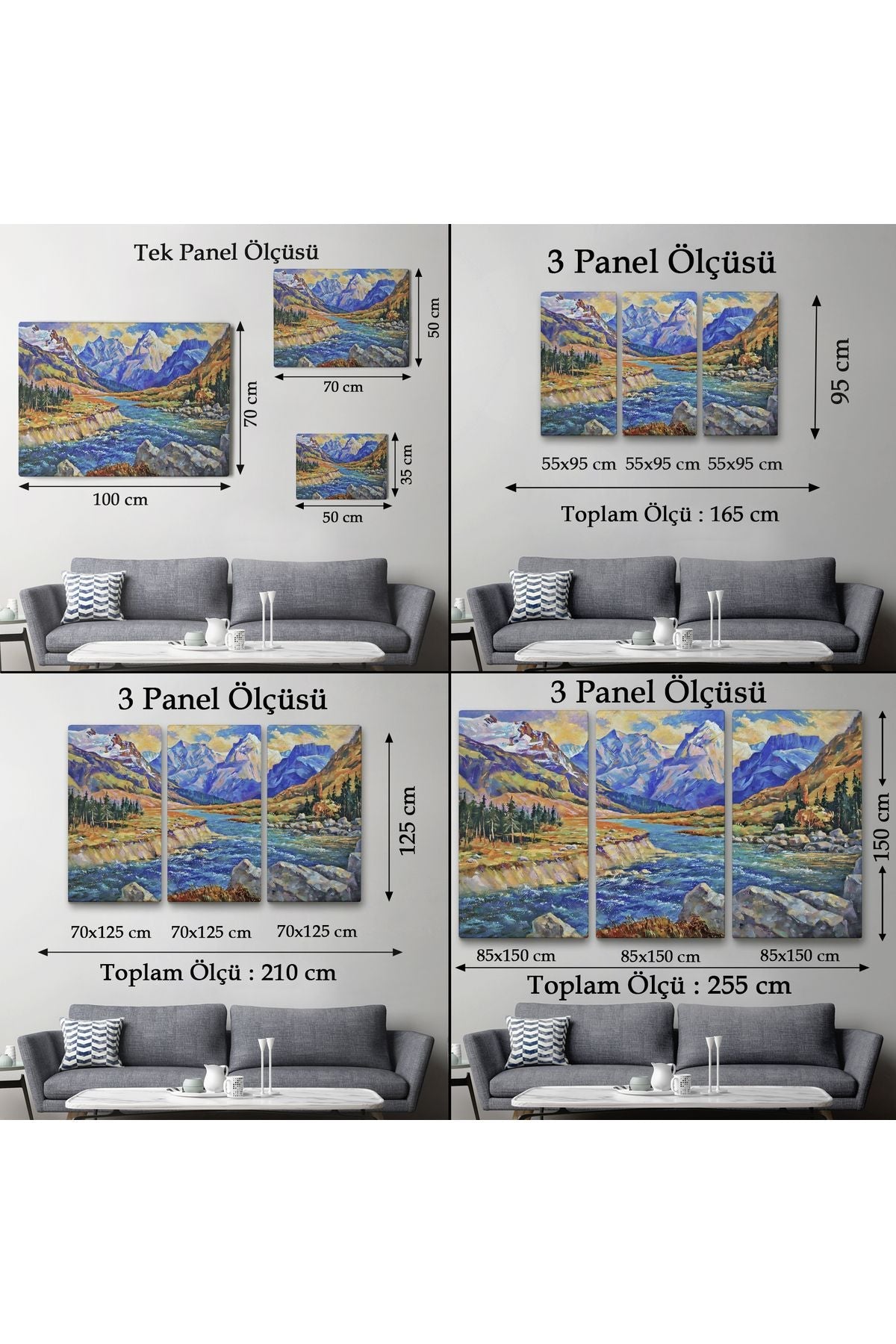 Kafkas Dağları Manzaralı Yağlıboya Görünüm Dekoratif Tablo-3611