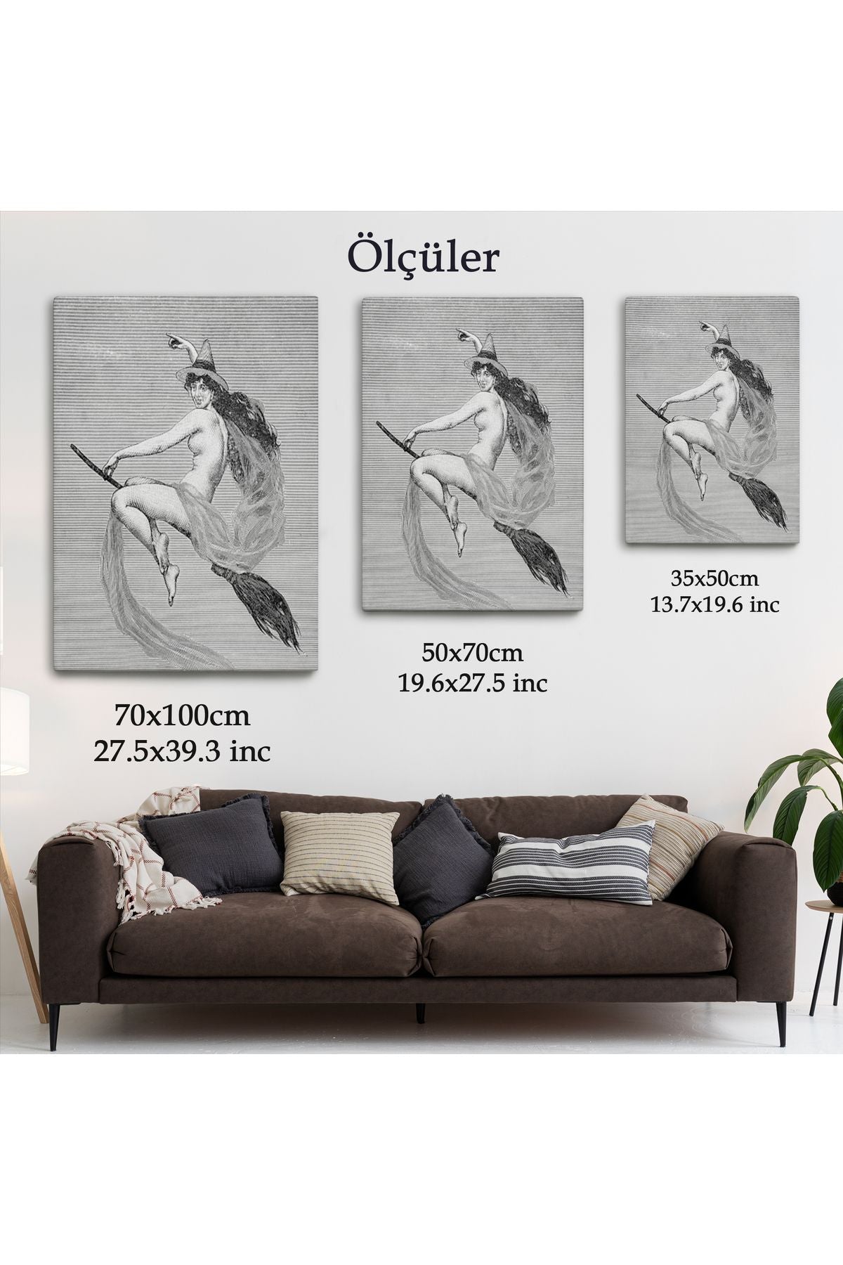 HG Süpürgedeki Cadı, Gotik Sanat Çıplak Cadı Duvar Tablosu-5190