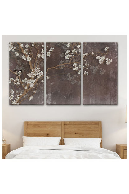 Kanvas, Duvar Tablosu, Dekoratif, Yağlıboya Görünüm Ağaçta Beyaz Çiçekler 3736 EGKNV