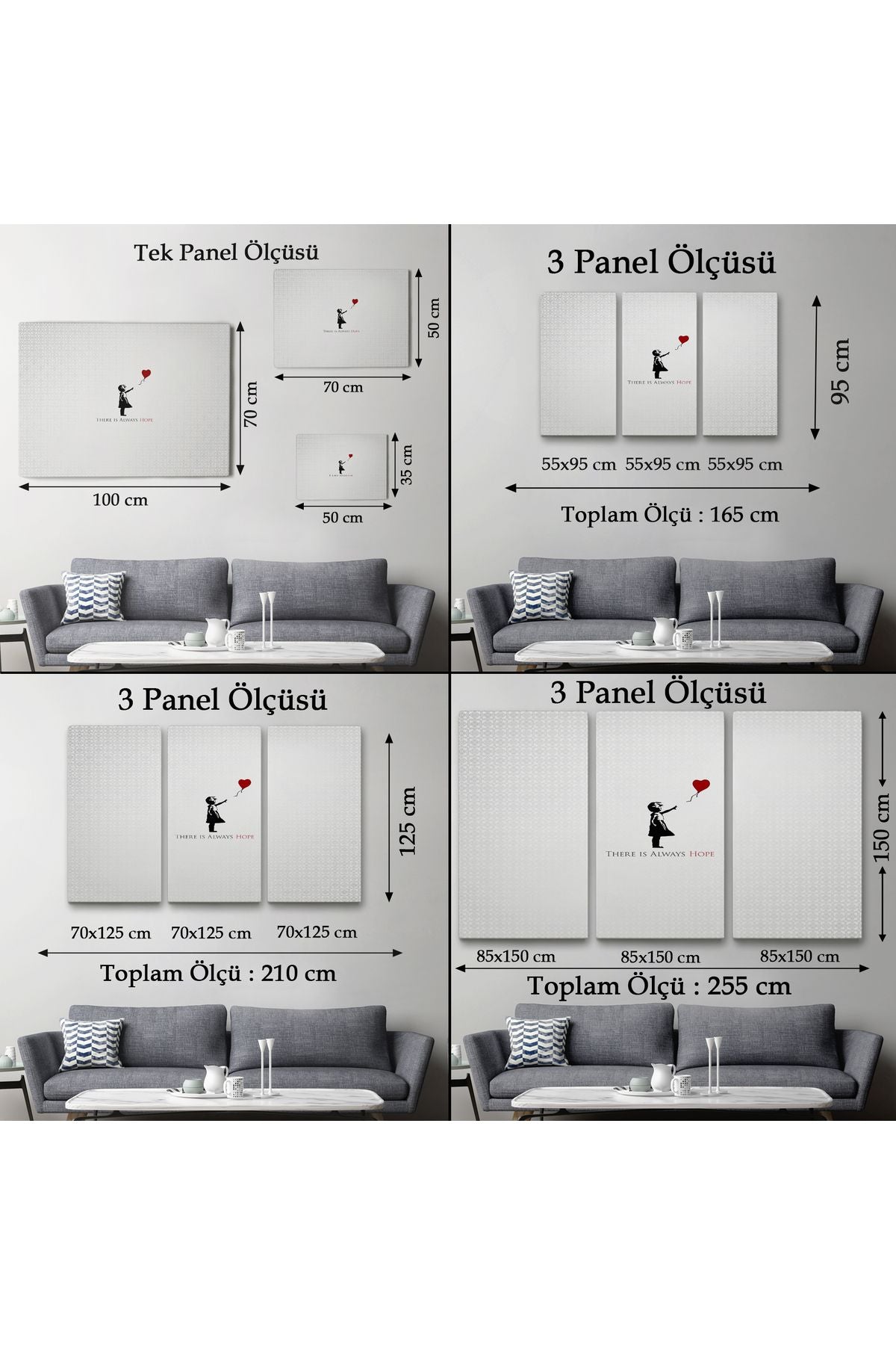 Her Zaman Umut Vardır Yazan Kanvas Tablo, Kırmızı Balonlu Kız ,Banksy Grafitti Sokak Sanatı-5135