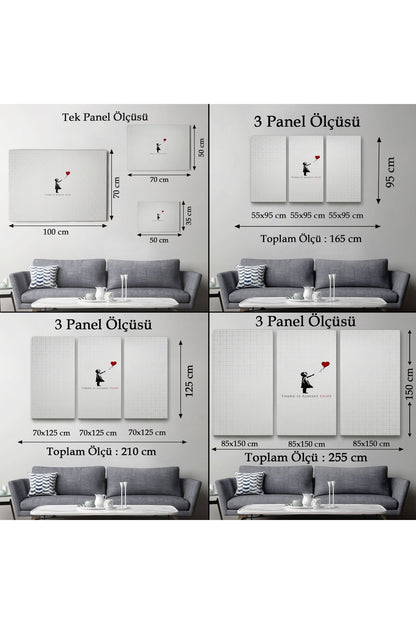 Her Zaman Umut Vardır Yazan Kanvas Tablo, Kırmızı Balonlu Kız ,Banksy Grafitti Sokak Sanatı-5135