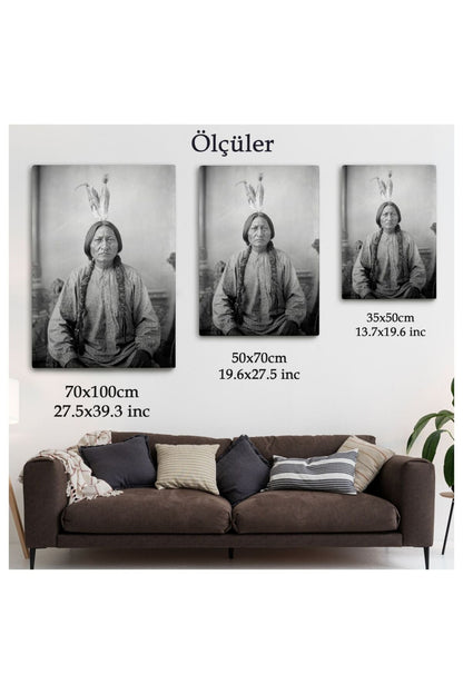 Kanvas, Duvar Tablosu, Dekoratif, Sitting Bull Oturan Boğa Son Kızılderili Kabile Şefi 6416 EGKNV
