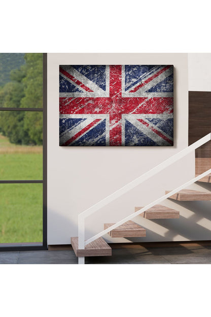 İngiltere Bayrağı Rustik Kanvas Tablo, Ev ve Ofis Dekoru-5392