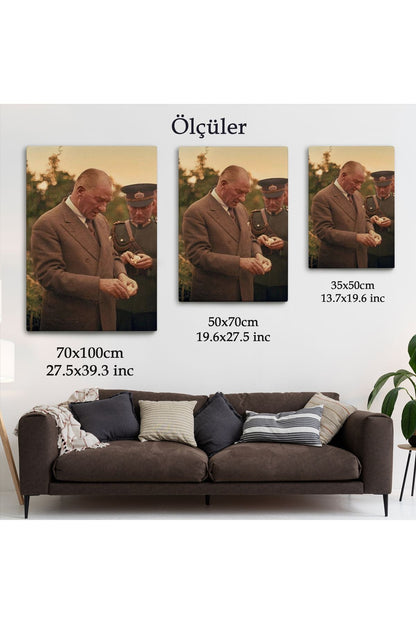 Atatürk Portre Tablosu Mustafa Kemal Atatürk Dikdörtgen Dekoratif Kanvas Tablo-FN-137