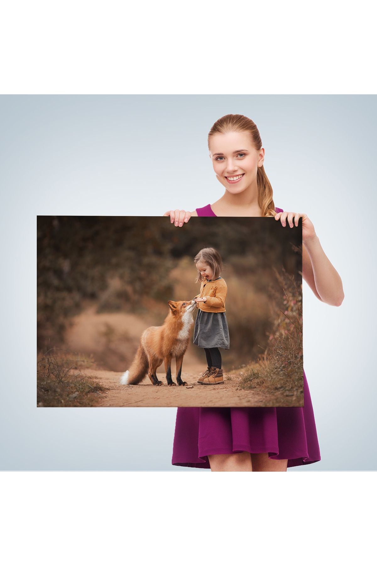 HG Küçük Kız ve Tilki Dekoratif Kanvas Tablo 1147