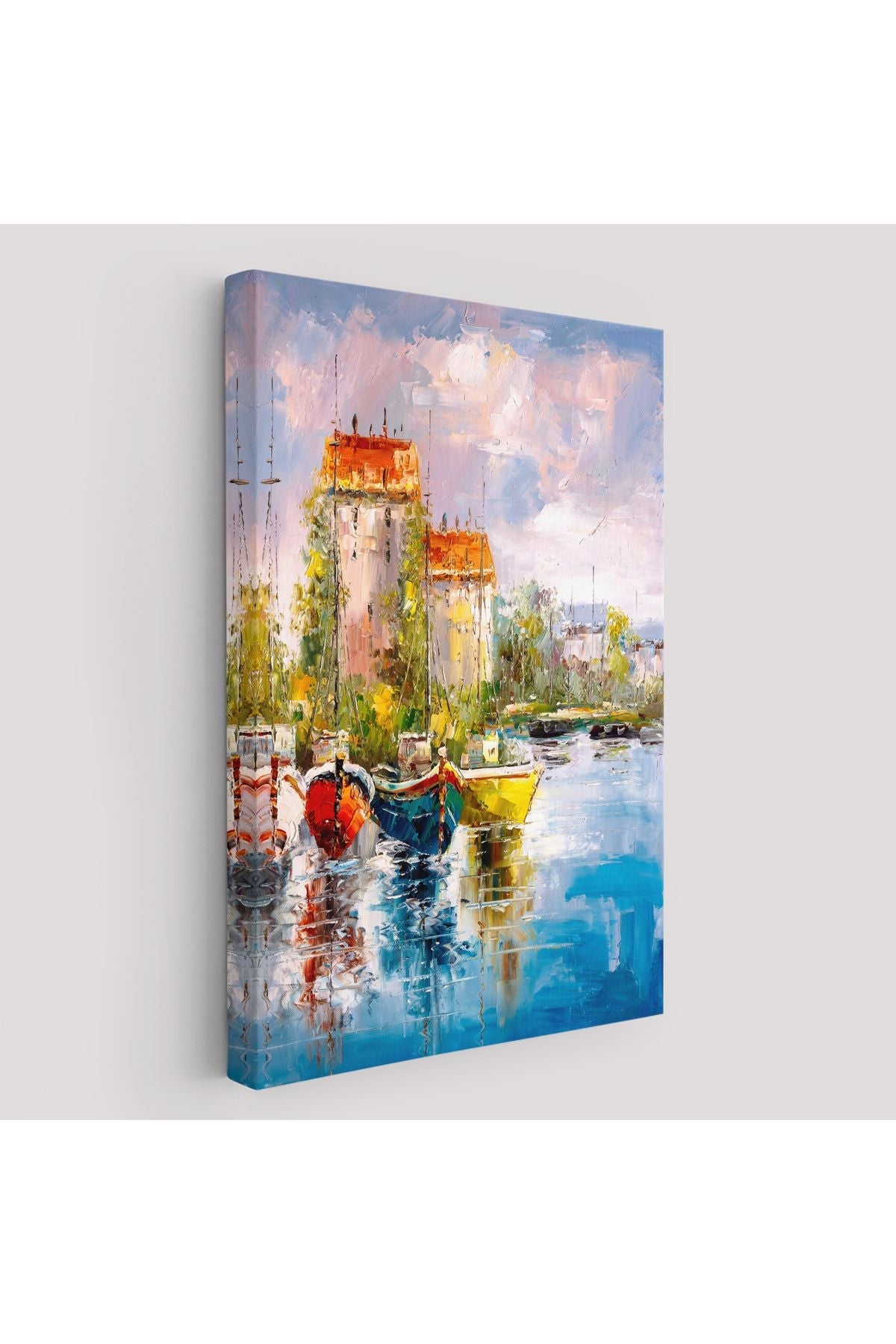 Liman Manzarası Yağlıboya Görünüm Dekoratif Kanvas Duvar Tablosu-5931