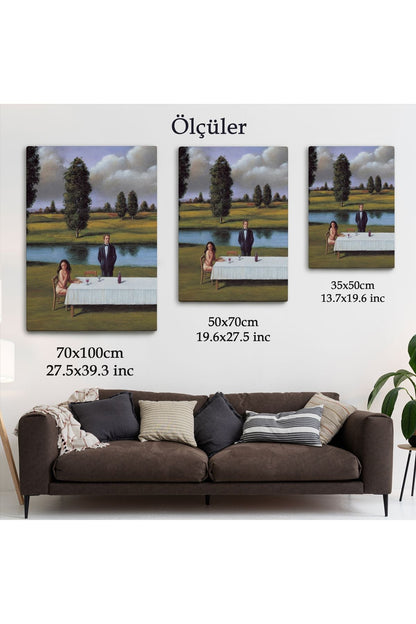Dekoratif Kanvas Tablo, Duvar Tablosu-Nehir Kenarı ve Sevgilisini Bekleyen Kadın 6258