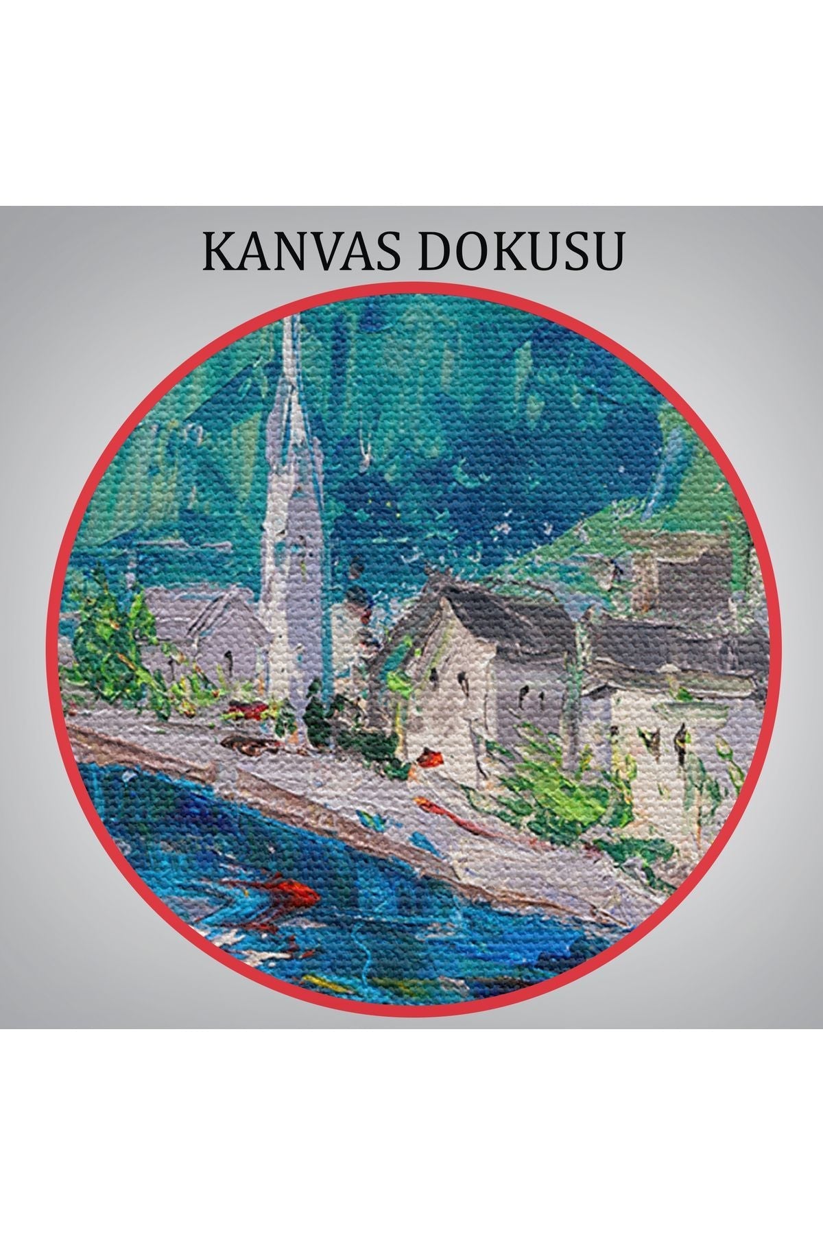 Hallstatt Avusturya  Yağlıboya Görünüm Dekoratif Kanvas Duvar Tablosu-3742